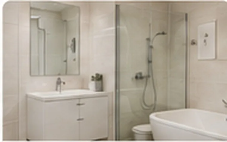 Modern bathroom with a tiled shower and basin