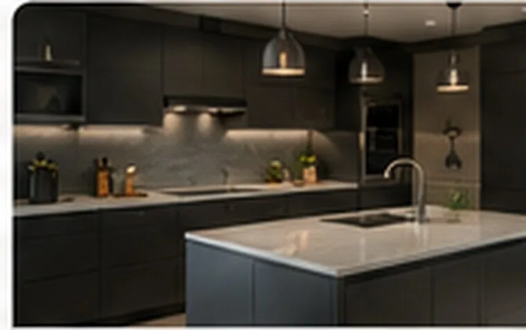 Modern fitted kitchen with a sink and island